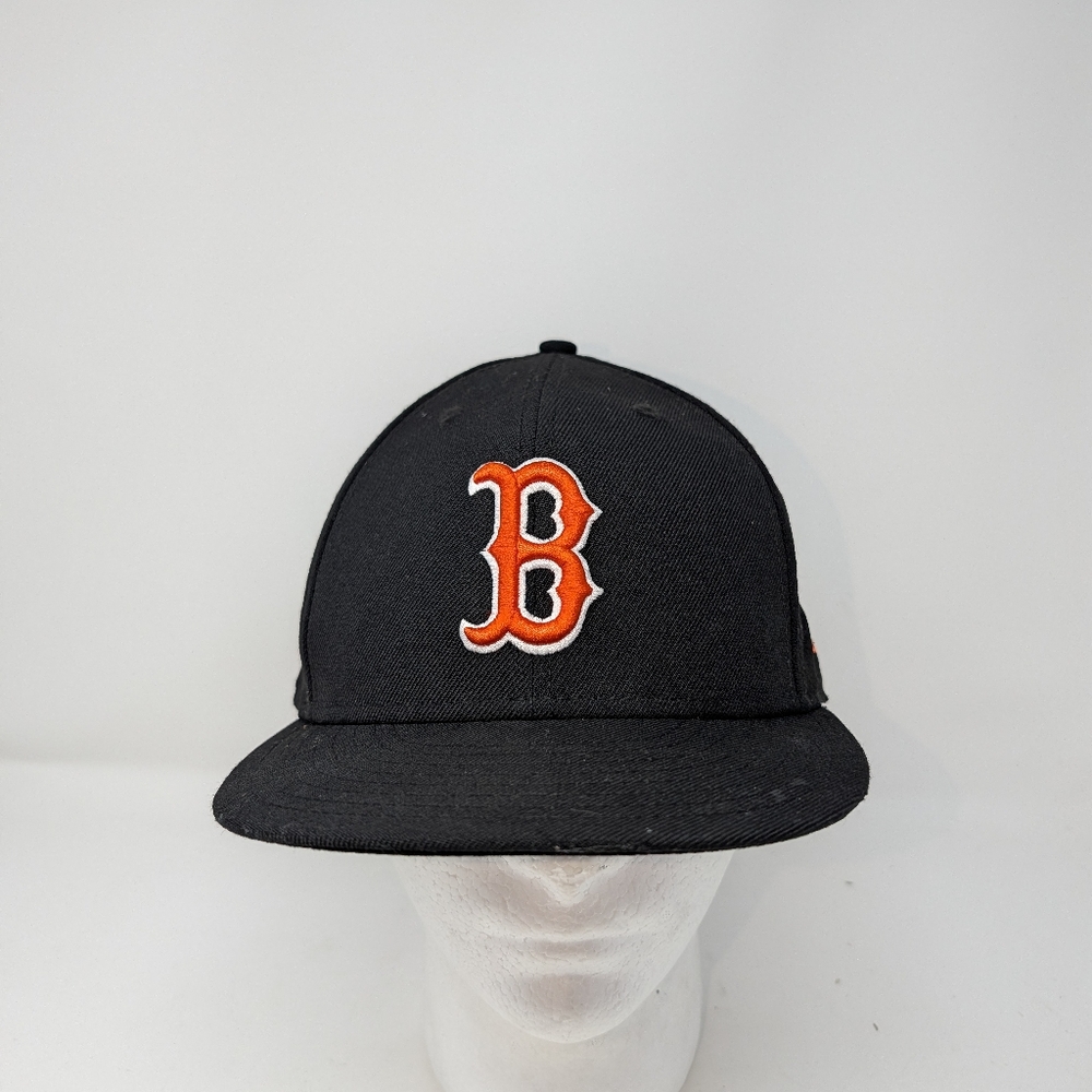 Boston Red Sox Black/Orange New Era  59Fifty Fitted Cap Size 7 1/2 LR327714965